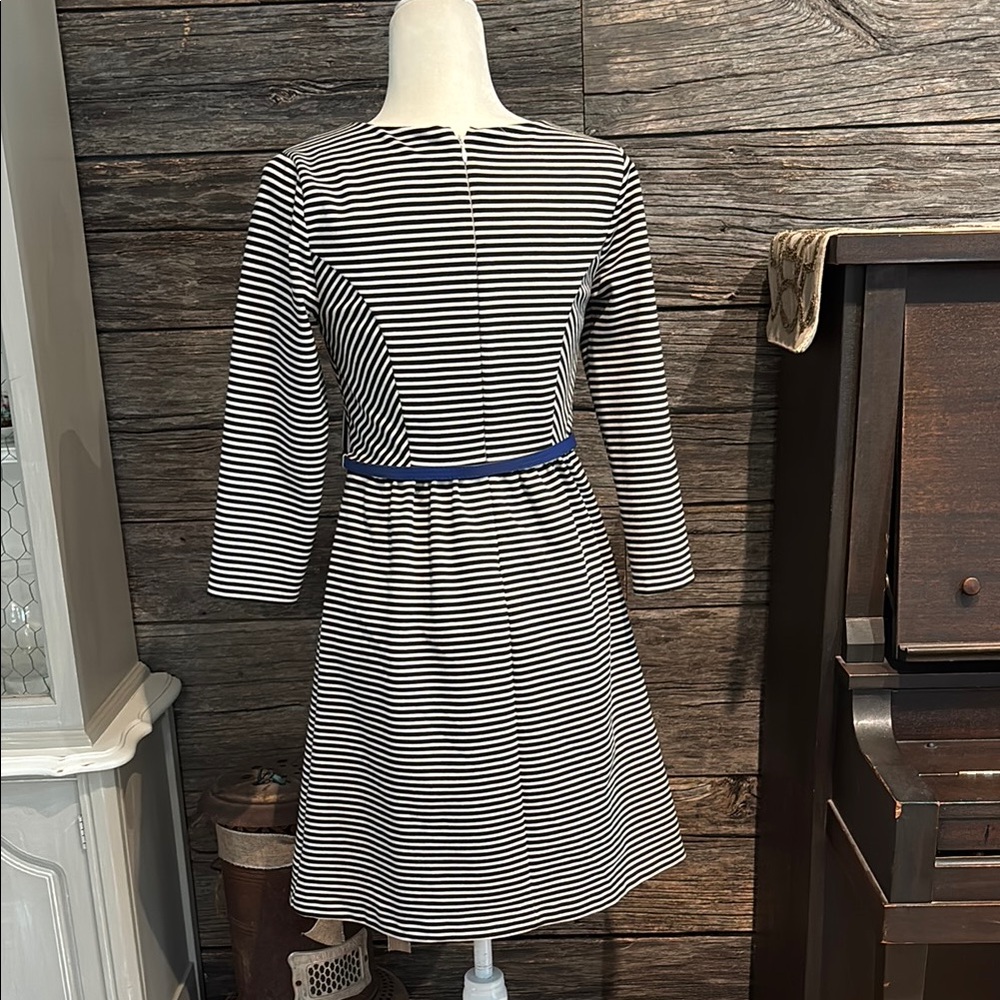 The Limited black and white striped dress with blue belt - Picture 8 of 13
